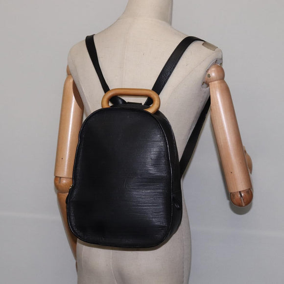 BALLY Backpack Leather Black Gold Auth BA4807