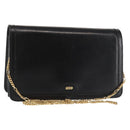 BALLY Wallet Chain Shoulder Bag Leather Black Gold Auth BA4808-1