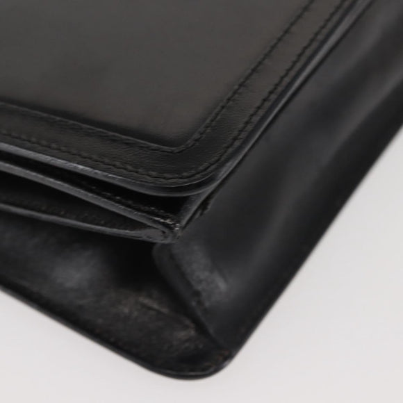 BALLY Wallet Chain Shoulder Bag Leather Black Gold Auth BA4808