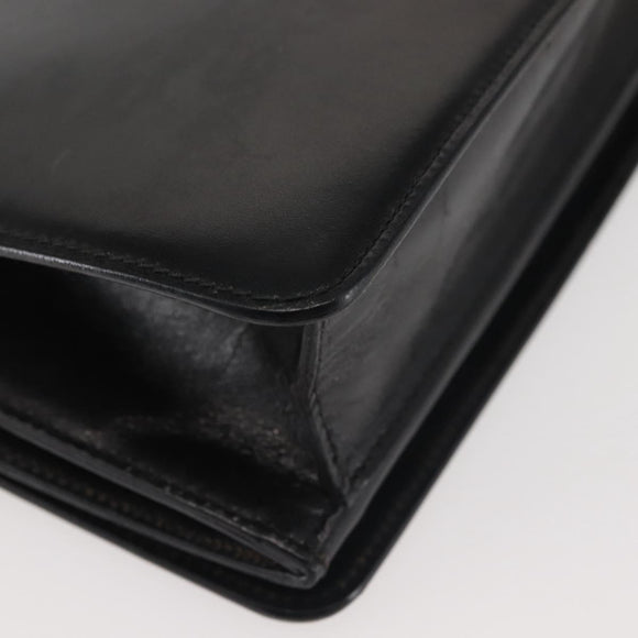 BALLY Wallet Chain Shoulder Bag Leather Black Gold Auth BA4808