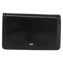 BALLY Wallet Chain Shoulder Bag Leather Black Gold Auth BA4808-13