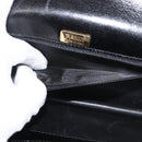 BALLY Wallet Chain Shoulder Bag Leather Black Gold Auth BA4808-12