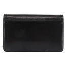 BALLY Wallet Chain Shoulder Bag Leather Black Gold Auth BA4808-2