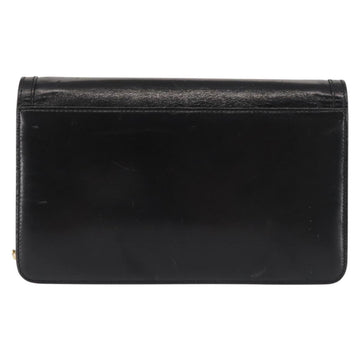 BALLY Wallet Chain Shoulder Bag Leather Black Gold Auth BA4808 - 0