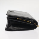 BALLY Wallet Chain Shoulder Bag Leather Black Gold Auth BA4808-3