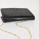 BALLY Wallet Chain Shoulder Bag Leather Black Gold Auth BA4808-6