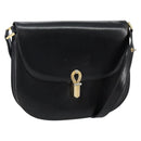 BALLY Shoulder Bag Leather Black Gold Auth BA4809-1