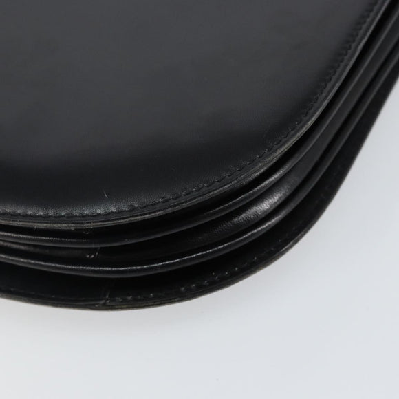 BALLY Shoulder Bag Leather Black Gold Auth BA4809