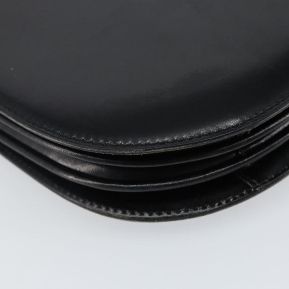 BALLY Shoulder Bag Leather Black Gold Auth BA4809