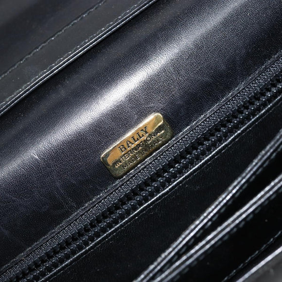 BALLY Shoulder Bag Leather Black Gold Auth BA4809