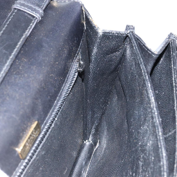 BALLY Shoulder Bag Leather Black Gold Auth BA4809