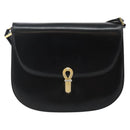 BALLY Shoulder Bag Leather Black Gold Auth BA4809-2