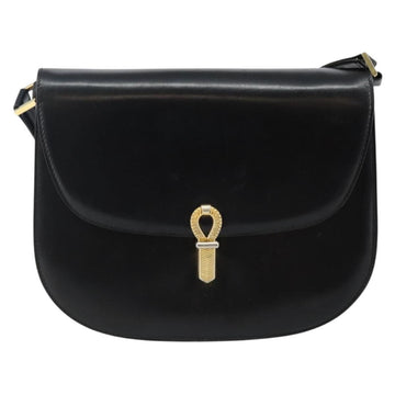 BALLY Shoulder Bag Leather Black Gold Auth BA4809 - 0