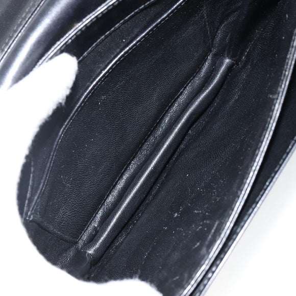 BALLY Shoulder Bag Leather Black Gold Auth BA4809