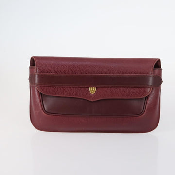 CARTIER Must Line Clutch Bag Leather 2Set Bordeaux Auth BA4811 - 0