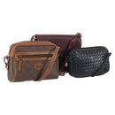 BALLY Shoulder Bag Leather 3Set Brown Black Bordeaux Auth BA4812-1