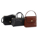 BALLY Shoulder Bag Leather 3Set Brown Black Auth BA4817-1