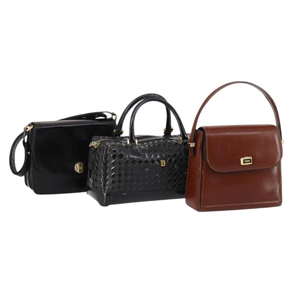 BALLY Schultertasche Leder 3er-Set Braun Schwarz Auth BA4817