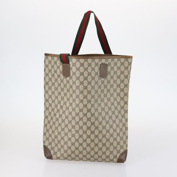 GUCCI GG Supreme Bamboo Shoulder Bag PVC 3Set Beige Black Auth BA4818