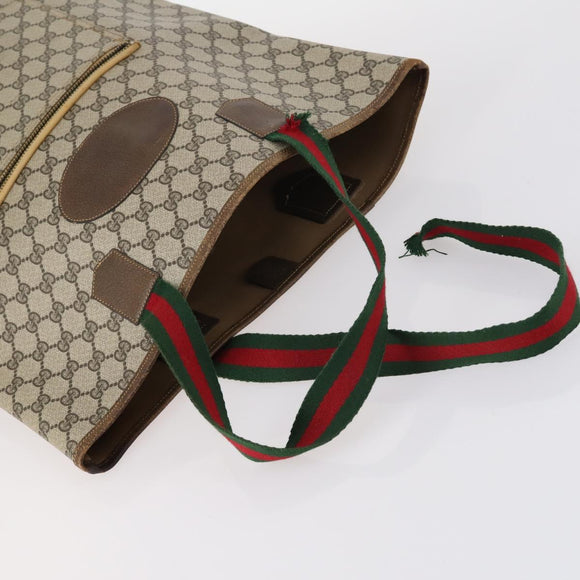 GUCCI GG Supreme Bamboo Shoulder Bag PVC 3Set Beige Black Auth BA4818