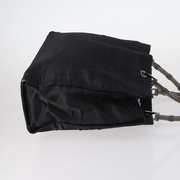 GUCCI GG Supreme Bamboo Shoulder Bag PVC 3Set Beige Black Auth BA4818