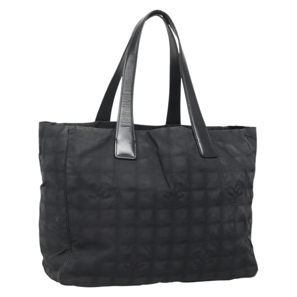 CHANEL New Travel line Tote Bag Nylon Gold Black CC Auth BA4821
