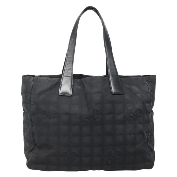 CHANEL New Travel line Tote Bag Nylon Gold Black CC Auth BA4821