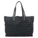 CHANEL New Travel line Tote Bag Nylon Gold Black CC Auth BA4821-3