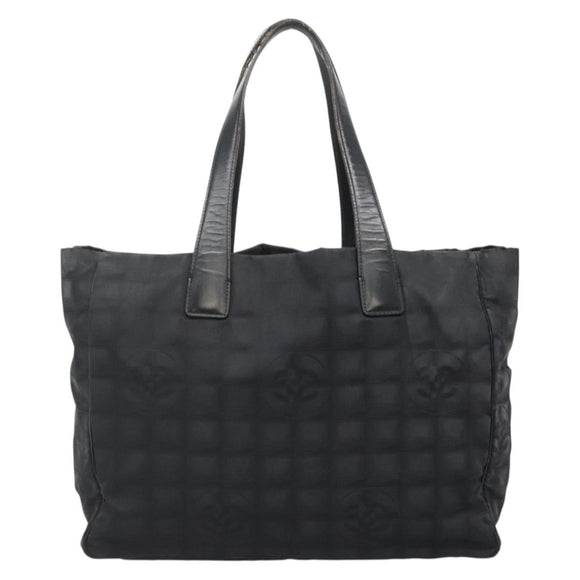 CHANEL New Travel line Tote Bag Nylon Gold Black CC Auth BA4821