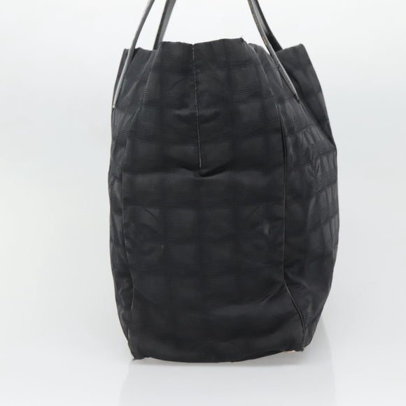 CHANEL New Travel line Tote Bag Nylon Gold Black CC Auth BA4821