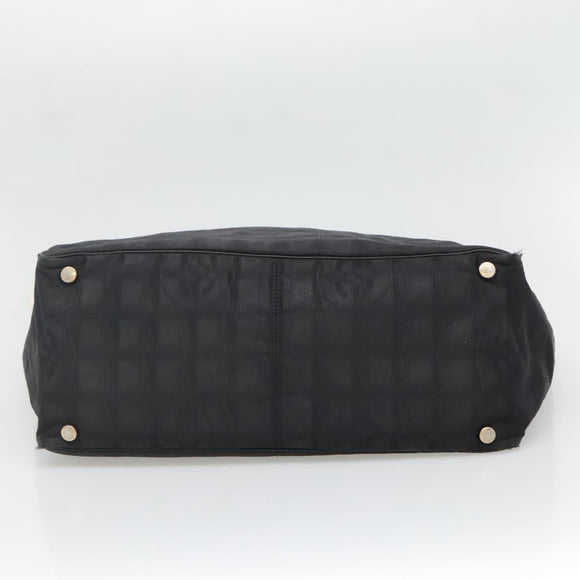 CHANEL New Travel line Tote Bag Nylon Gold Black CC Auth BA4821