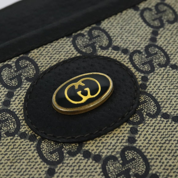 GUCCI GG Supreme Shoulder Bag PVC Navy Gold 904 02 020 Auth BA4823