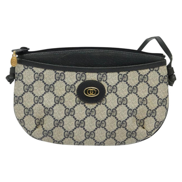 GUCCI GG Supreme Shoulder Bag PVC Navy Gold 904 02 020 Auth BA4823