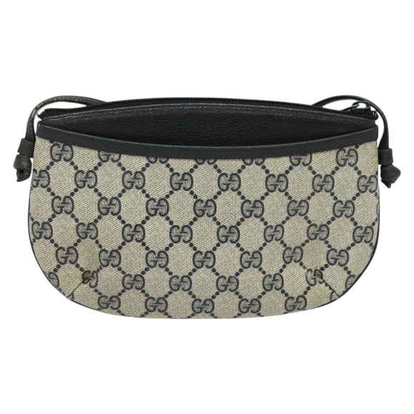 GUCCI GG Supreme Shoulder Bag PVC Navy Gold 904 02 020 Auth BA4823