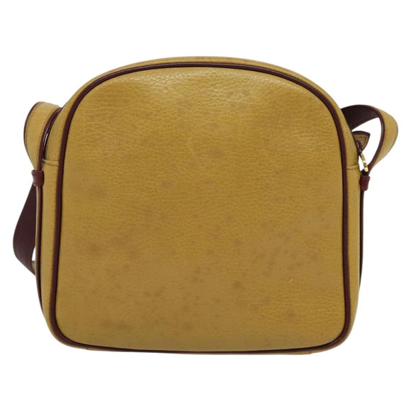 CARTIER Must Line Shoulder Bag Leather Beige Gold Auth BA4825