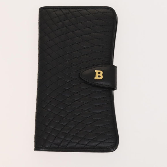 BALLY Quilted Shoulder Bag Leather 2Set Black Auth BA4826