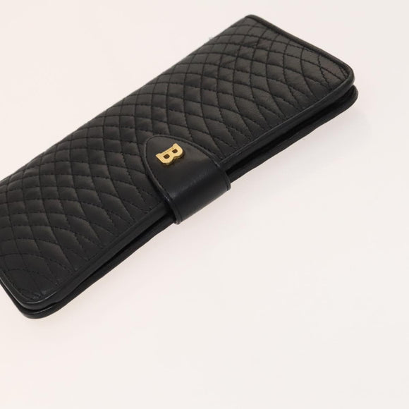 BALLY Quilted Shoulder Bag Leather 2 Set Black Auth BA4826