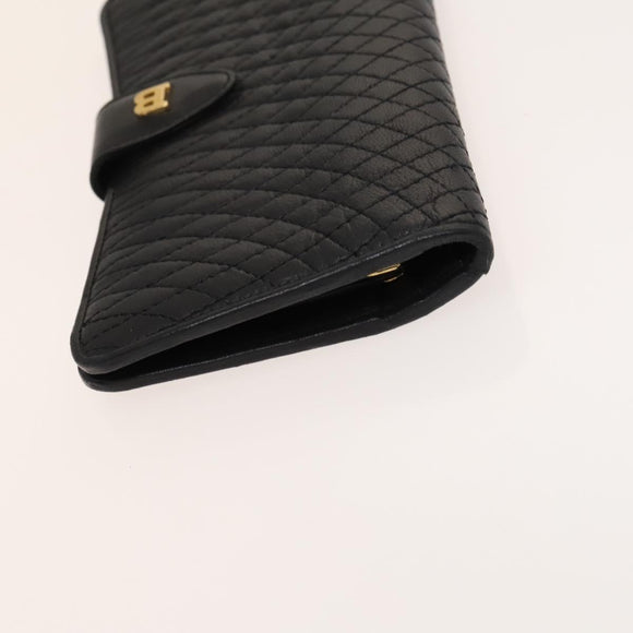 BALLY Quilted Shoulder Bag Leather 2 Set Black Auth BA4826