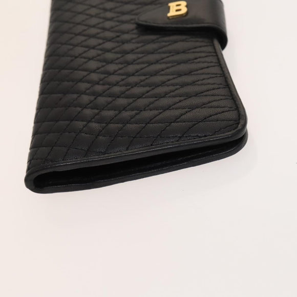 BALLY Quilted Shoulder Bag Leather 2 Set Black Auth BA4826