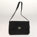BALLY Quilted Shoulder Bag Leather 2 Set Black Auth BA4826-2
