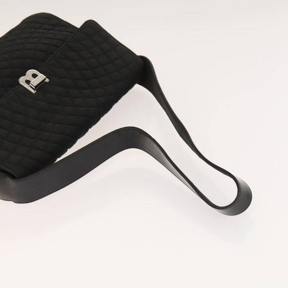 BALLY Quilted Shoulder Bag Leather 2Set Black Auth BA4826