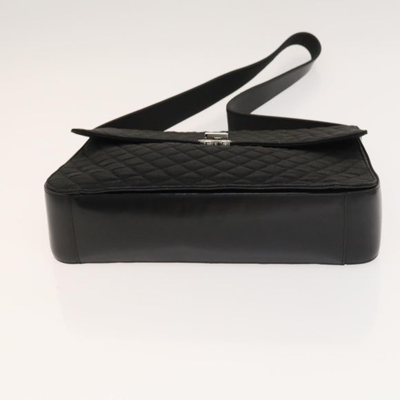 BALLY Quilted Shoulder Bag Leather 2Set Black Auth BA4826