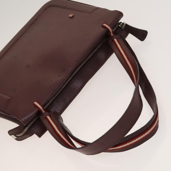 BALLY Shoulder Bag Leather 3Set Bordeaux Black Auth BA4827