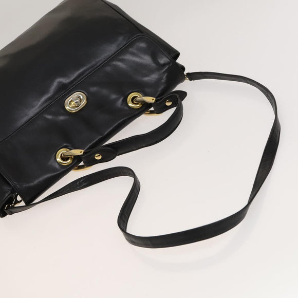 BALLY Shoulder Bag Leather 3Set Bordeaux Black Auth BA4827