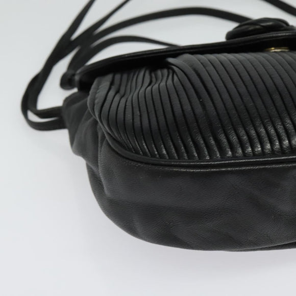 BALLY Shoulder Bag Leather Black Gold Auth BA4829