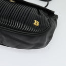 BALLY Shoulder Bag Leather Black Gold Auth BA4829-14