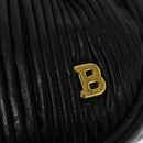 BALLY Shoulder Bag Leather Black Gold Auth BA4829-17