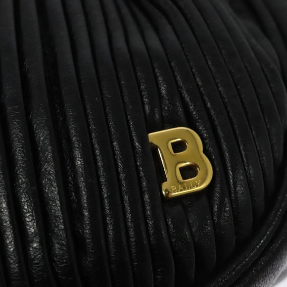 BALLY Shoulder Bag Leather Black Gold Auth BA4829