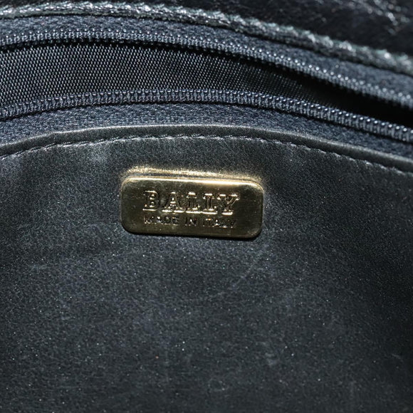 BALLY Shoulder Bag Leather Black Gold Auth BA4829