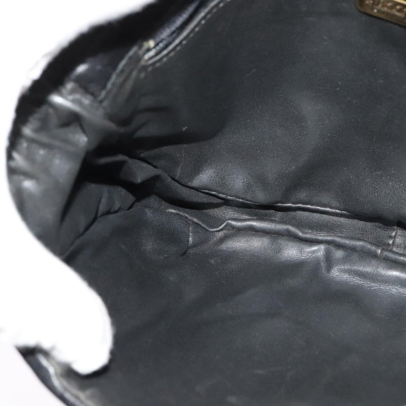 BALLY Shoulder Bag Leather Black Gold Auth BA4829